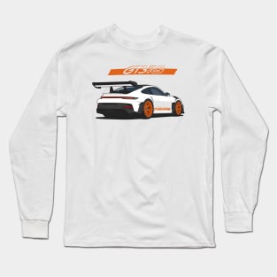 Rear car 911 gt3 rs white orange Long Sleeve T-Shirt
